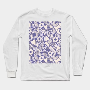 Tween spirit abstract flowers and rainbows in blue Long Sleeve T-Shirt